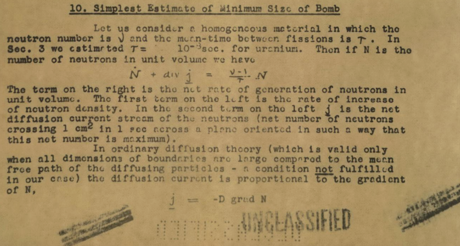 Screenshot of a section on estimating minimum nuclear bomb size